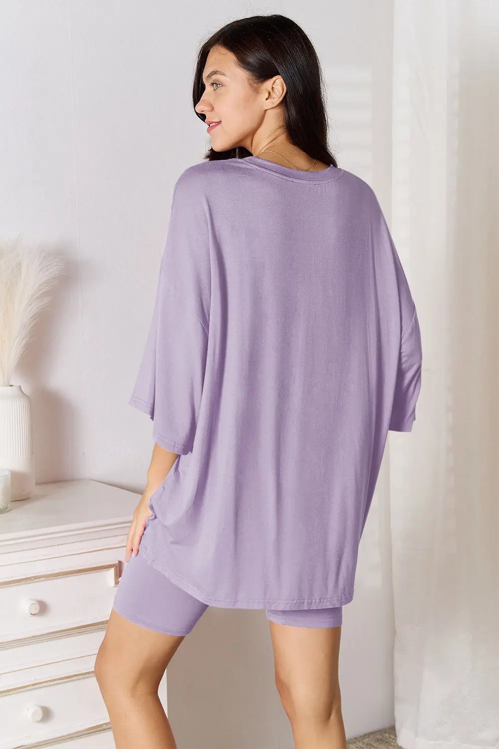 Basic Bae Full Size Soft Rayon Three-Quarter Sleeve Top and Shorts Set - Love Salve