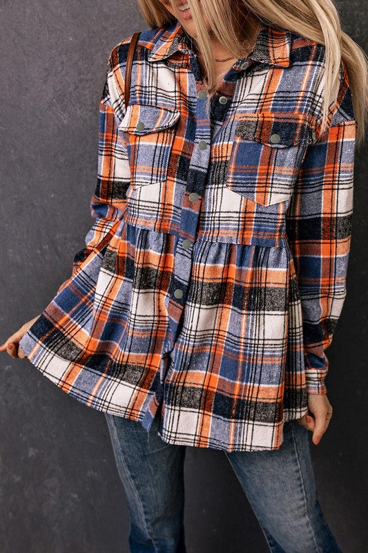 Chic ruffled plaid shirt jacket in multiple colors