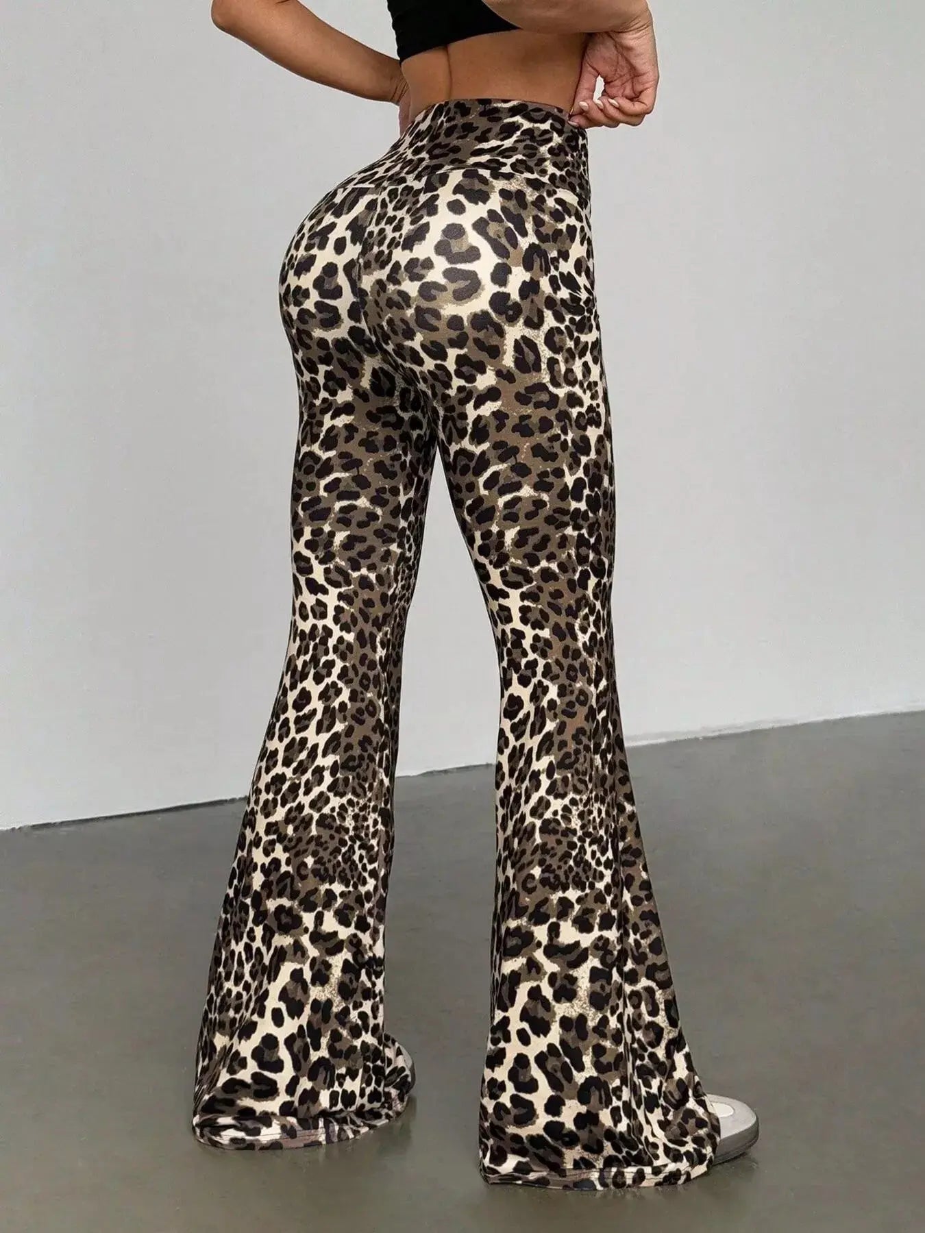 Leopard Print High Waist Flare Pants For Women With Stretch Simply Love