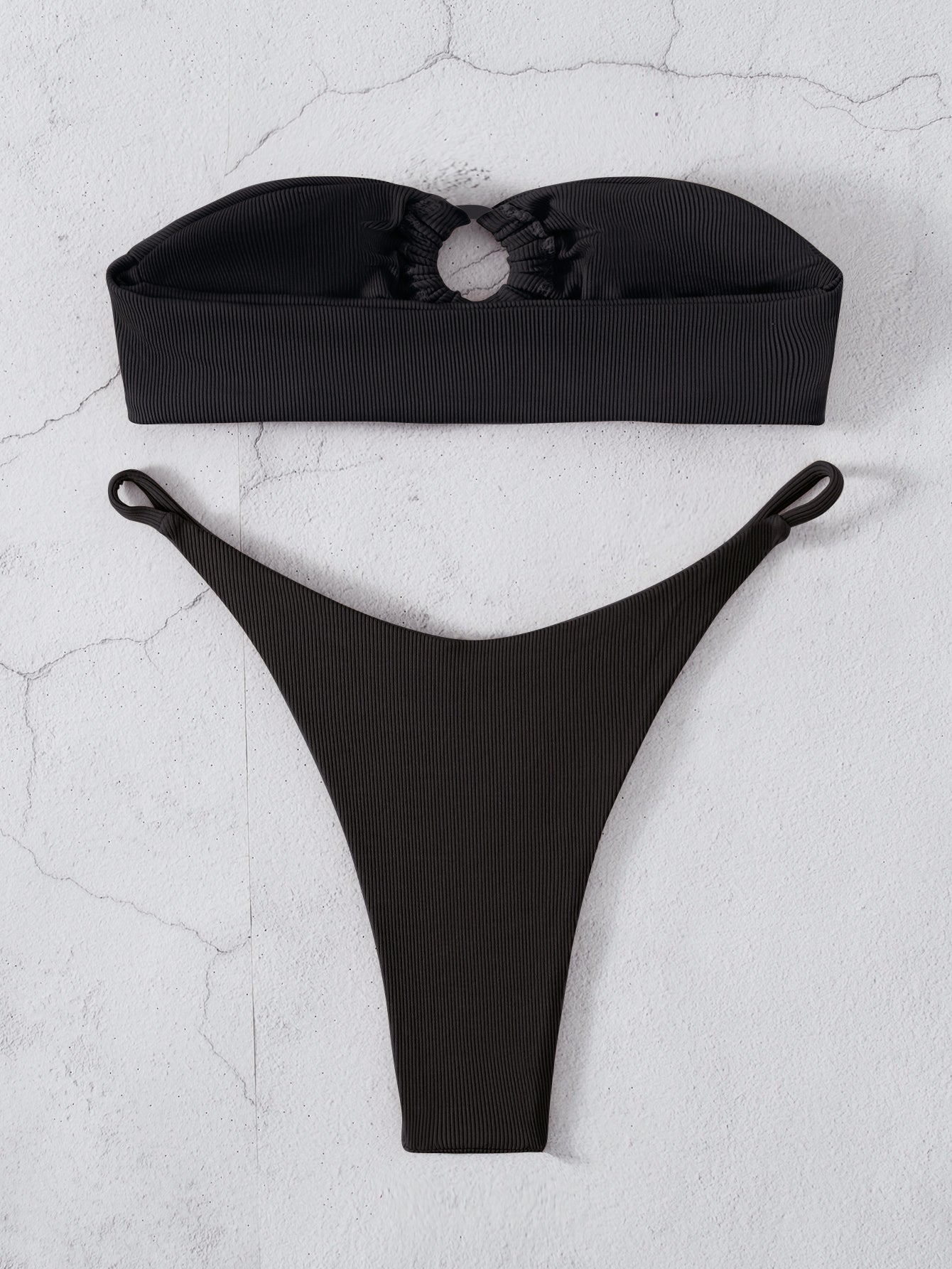 Swimwear Solid Color Flat Chest Bikini Set French Sexy Bikini Swimsuit Bella Mia