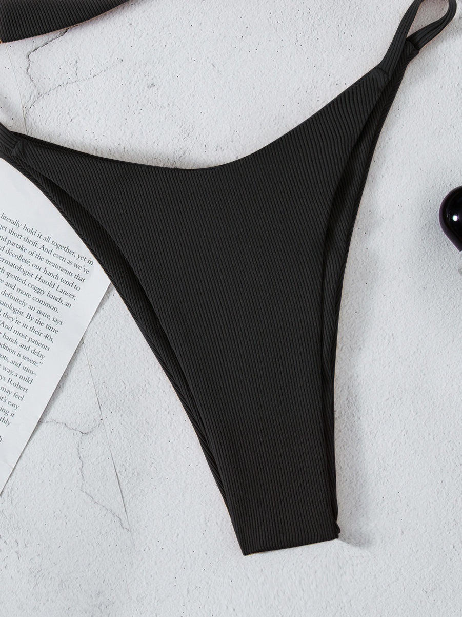 Swimwear Solid Color Flat Chest Bikini Set French Sexy Bikini Swimsuit Bella Mia