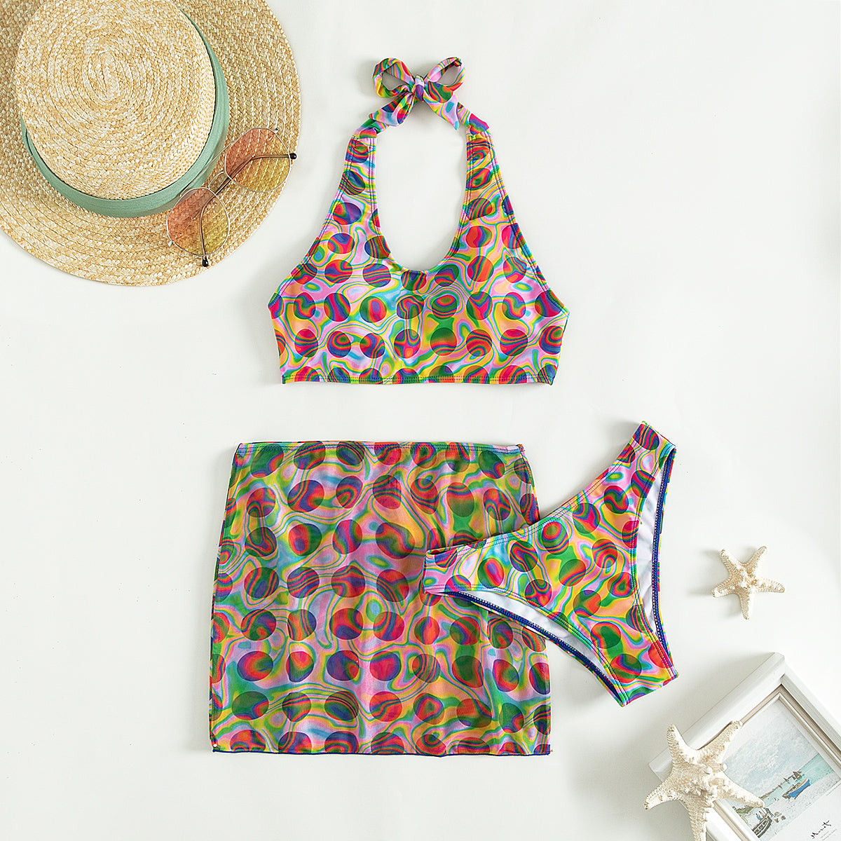 Bikini Set Split Swimsuit Women Halter High Waist Three Piece Swimsuit Bella Mia