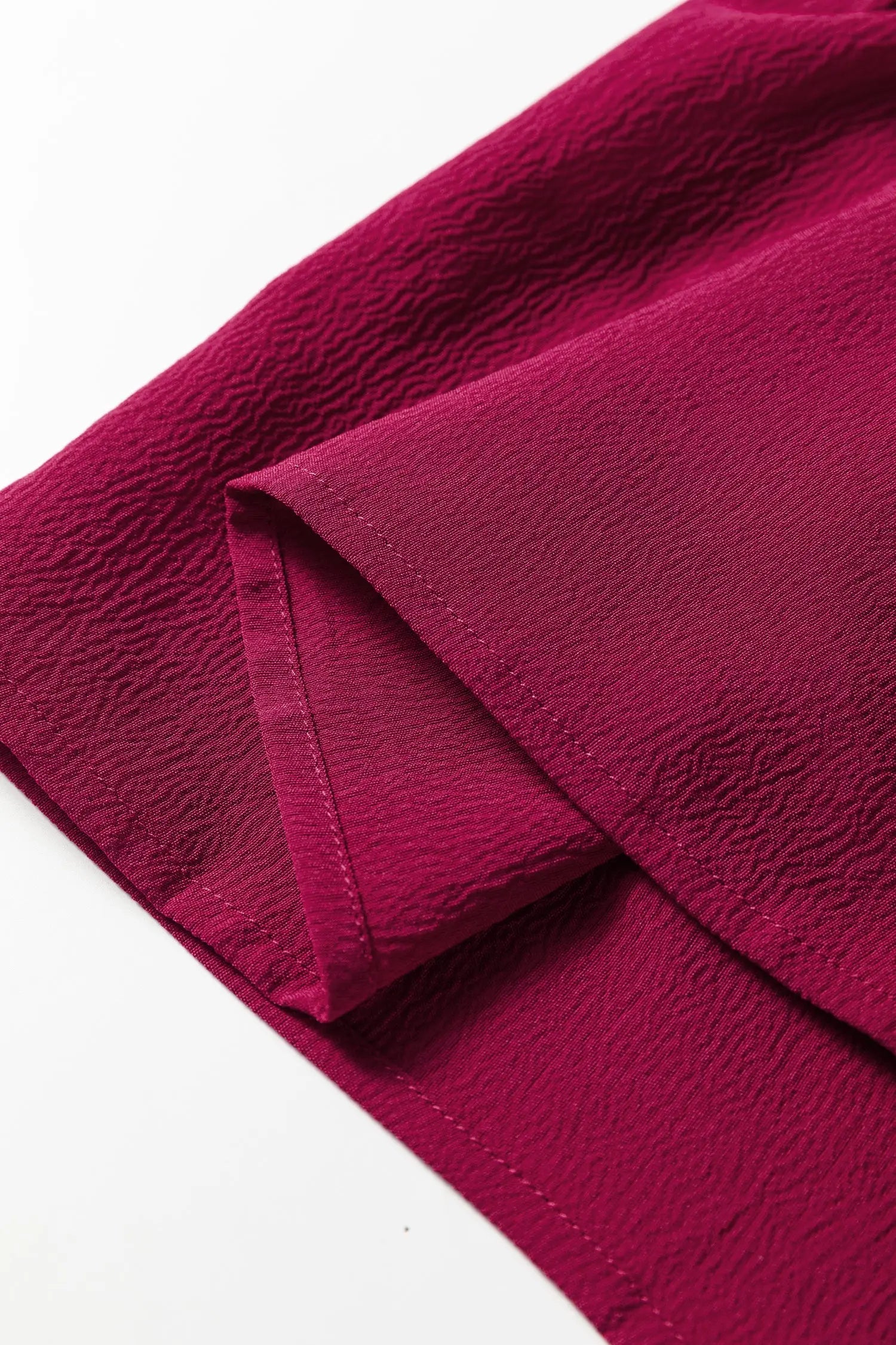 Burgundy Solid Long Sleeve Button Front V Neck Tiered Maxi Dress For Women Dear-Lover Dropshipping