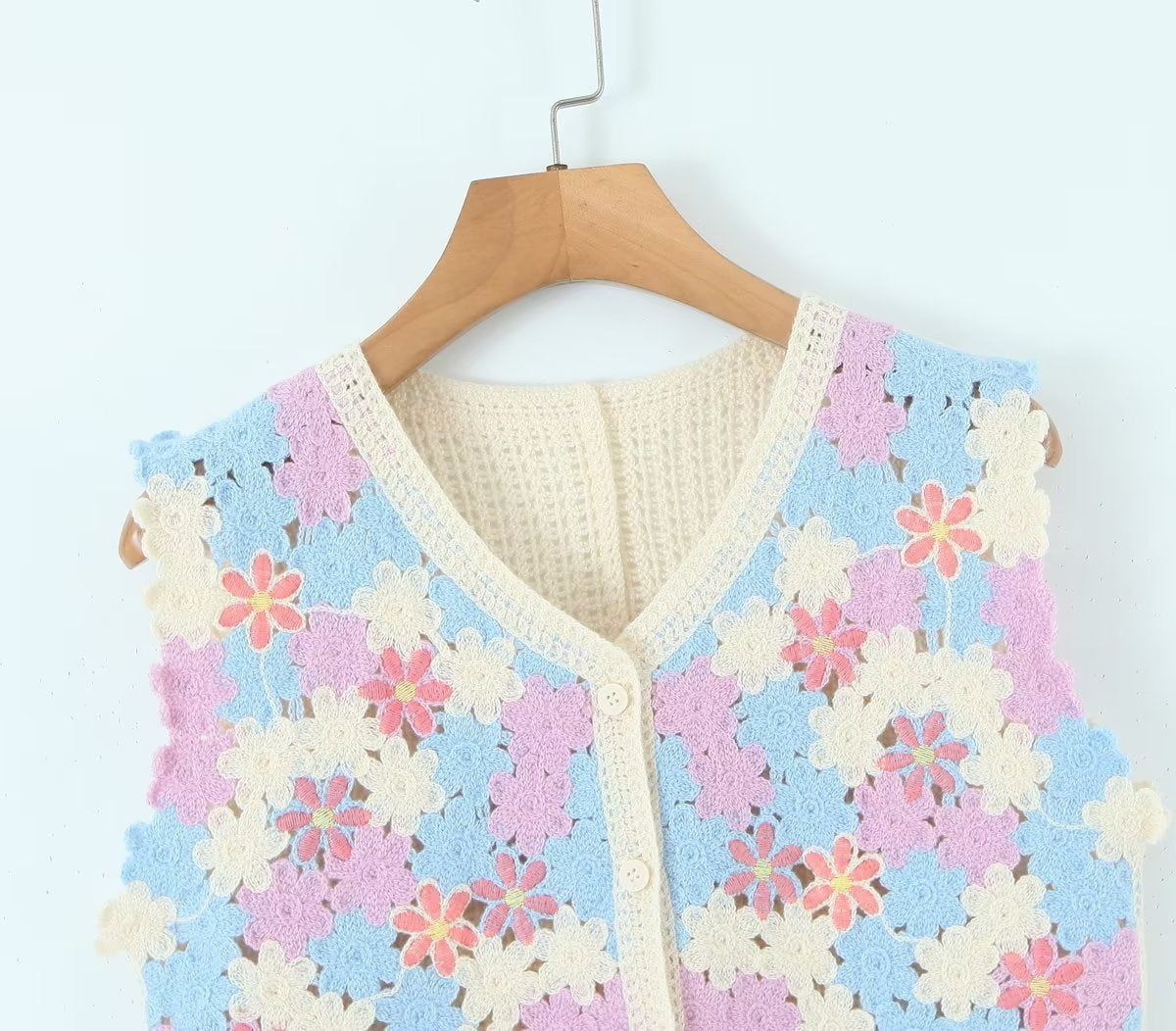 Women Retro Thailand Holiday Floral Vest Cardigan Top Casual All Matching Graceful Bella Mia