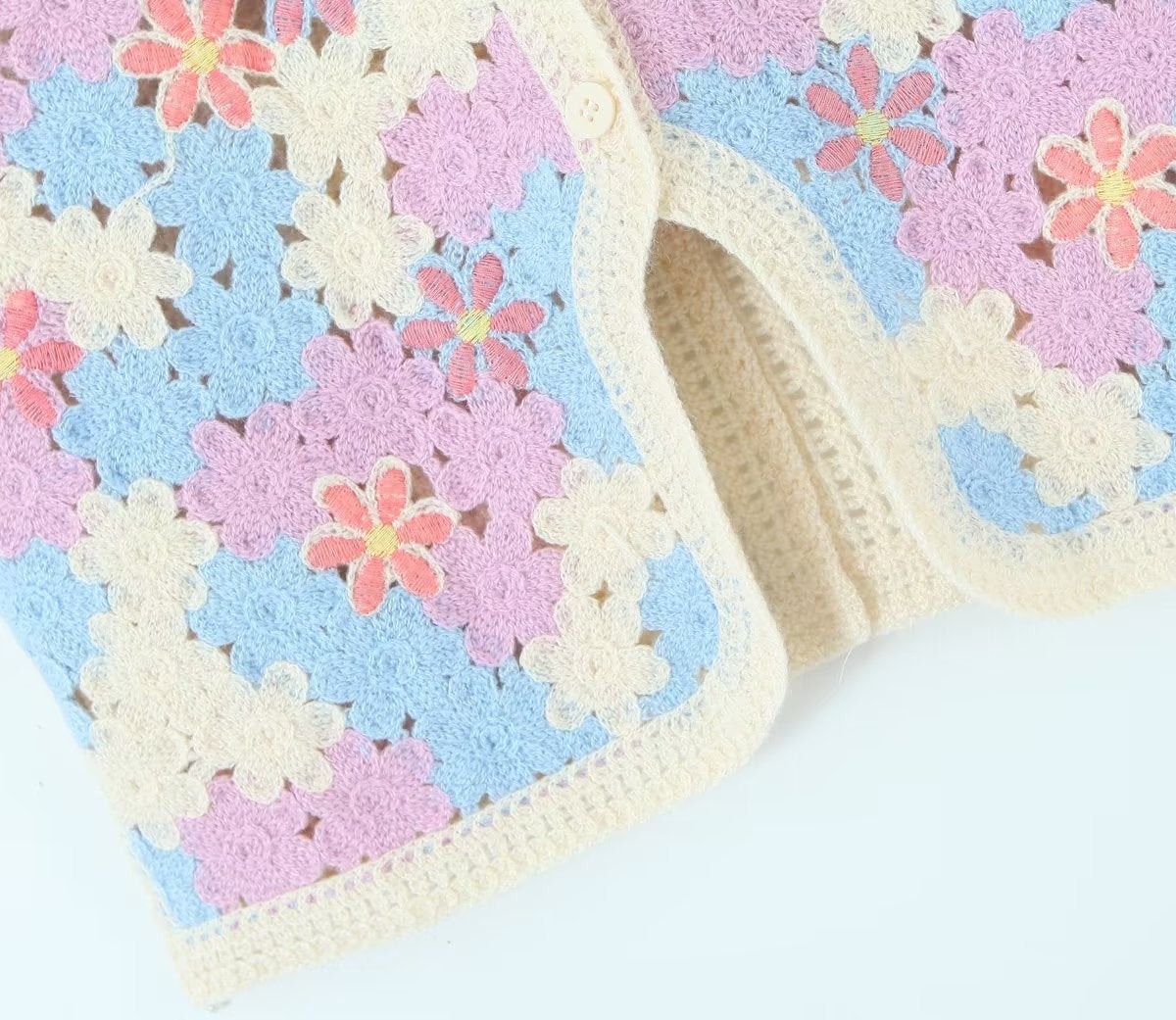 Women Retro Thailand Holiday Floral Vest Cardigan Top Casual All Matching Graceful Bella Mia