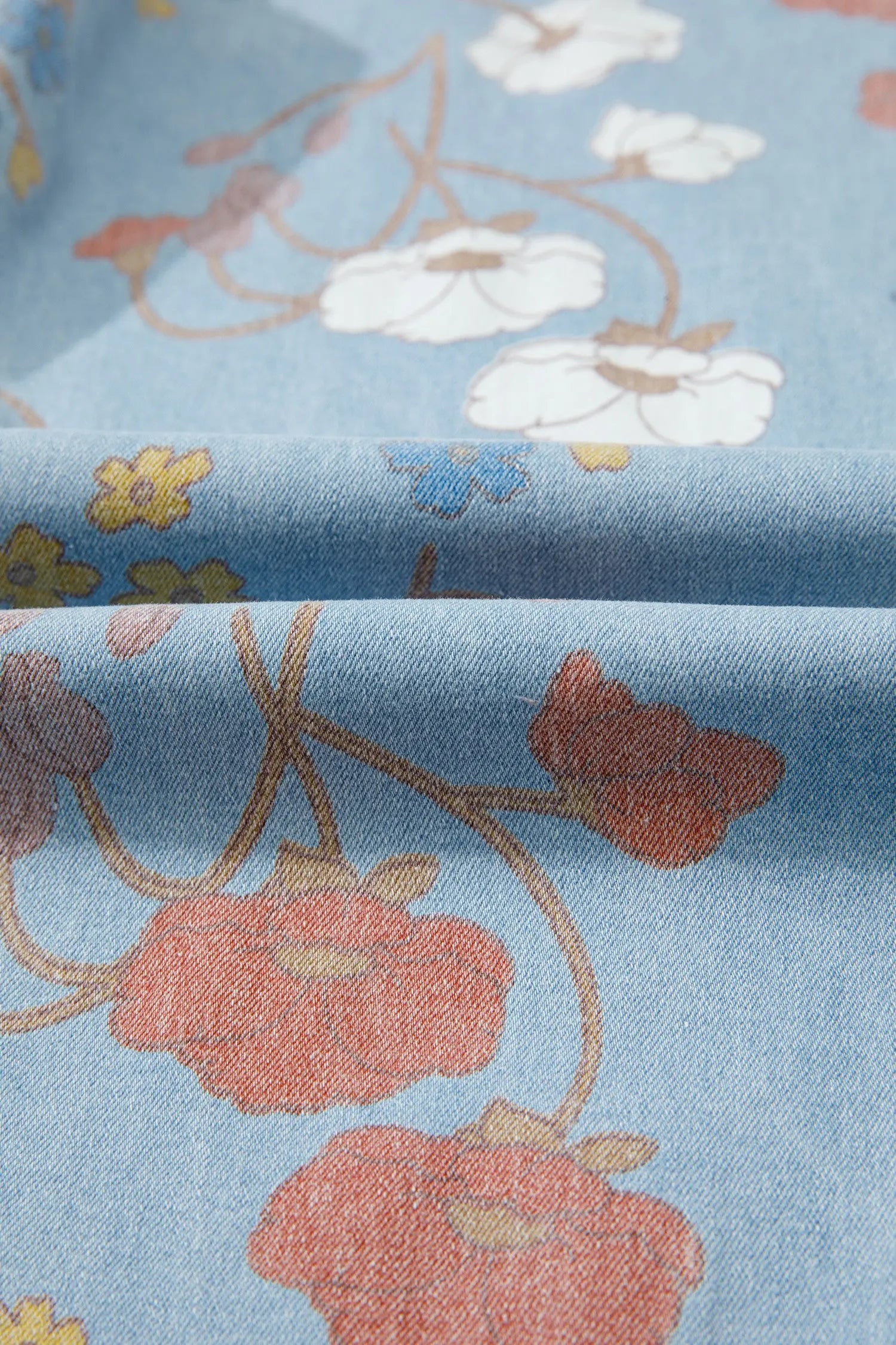 Sky Blue Floral Printed Raw Hem Shift Jeans for Women Dear-Lover Dropshipping