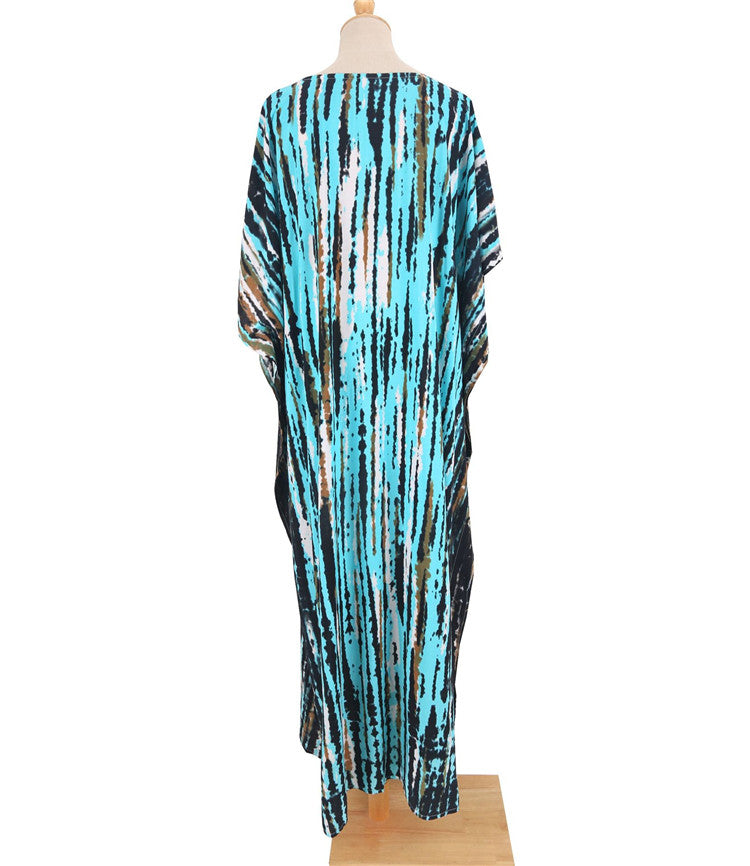 Printed Beach Blouse Loose Robe Vacation Sun Protection Shirt Swimsuit Blouse Bella Mia