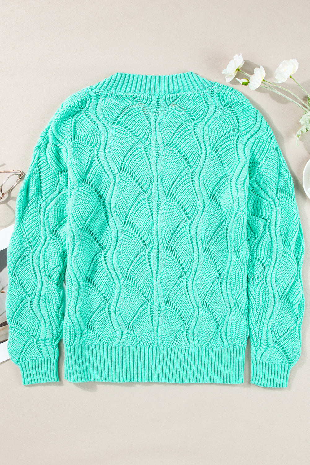 Chic mint green knit sweater