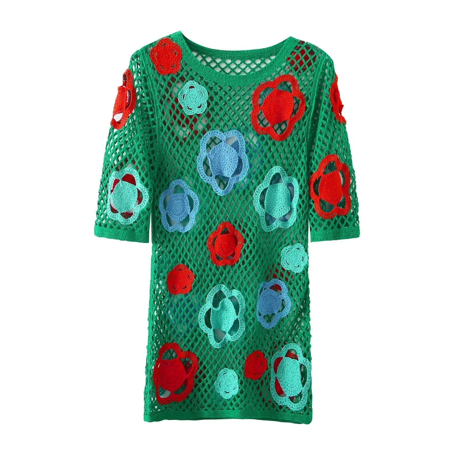 Summer Women Large Mesh Crochet Color Short Dress Mini Dress Bella Mia