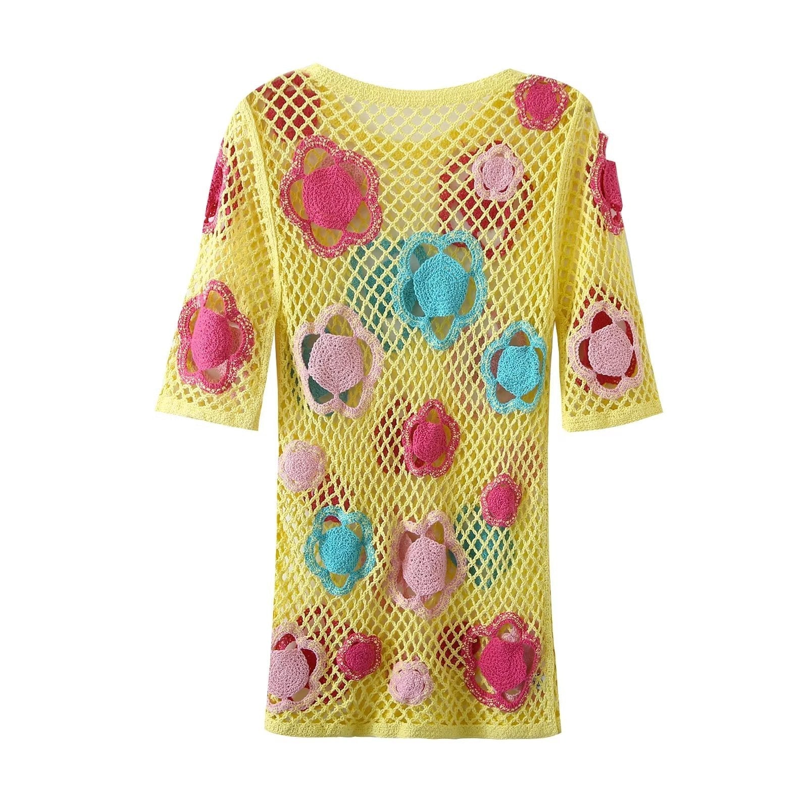 Summer Women Large Mesh Crochet Color Short Dress Mini Dress Bella Mia