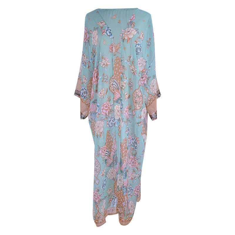 Chiffon Positioning Printing Seaside Beach Jacket Swimsuit Outwear Blouse Vacation Sun Protection Cardigan Bella Mia