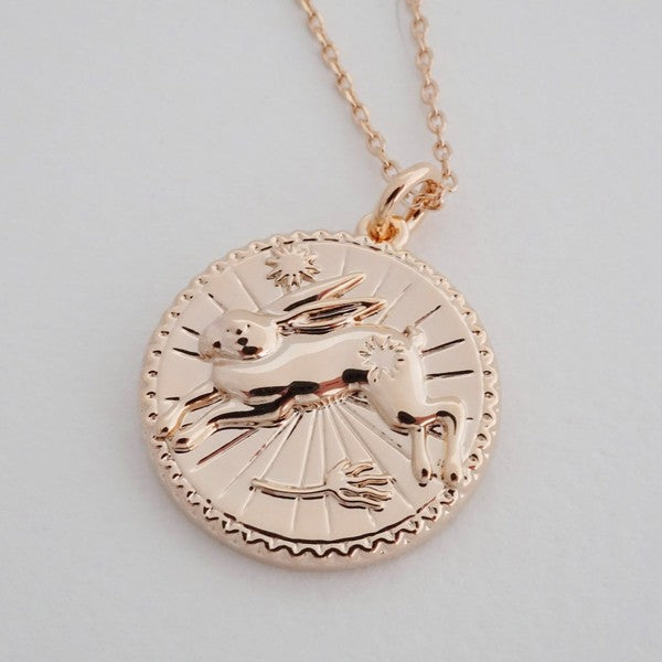 Chinese Zodiac Coin Necklace - Rabbit Coco’s Tee Boutique