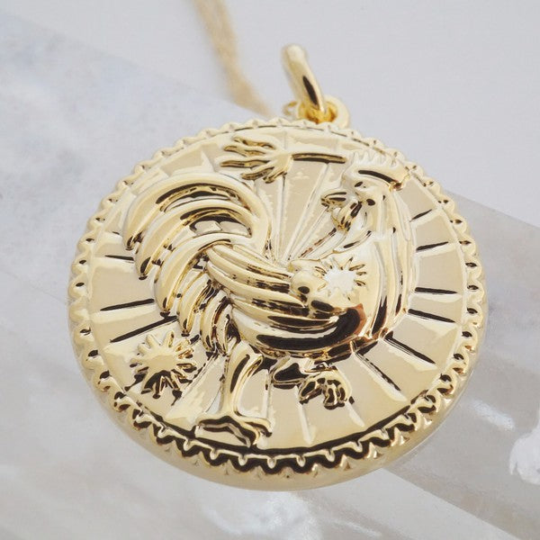 Chinese Zodiac Coin Necklace - Rooster Coco’s Tee Boutique