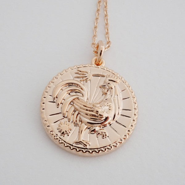 Chinese Zodiac Coin Necklace - Rooster Coco’s Tee Boutique