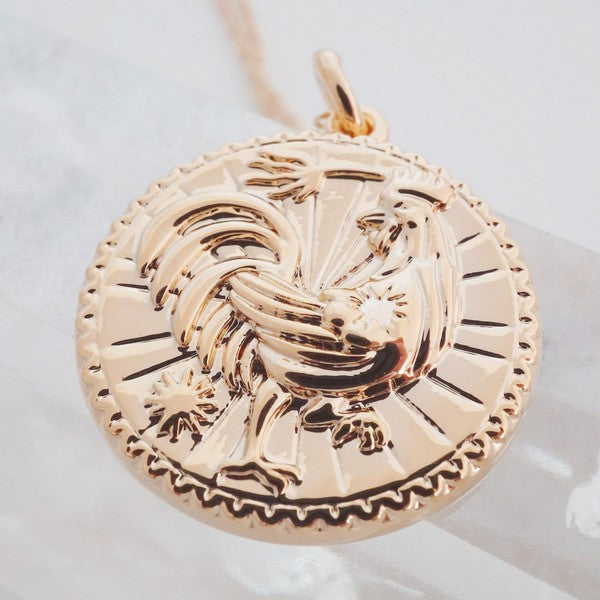 Chinese Zodiac Coin Necklace - Rooster Coco’s Tee Boutique