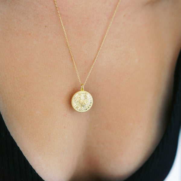 Chinese Zodiac Coin Necklace - Rooster Coco’s Tee Boutique