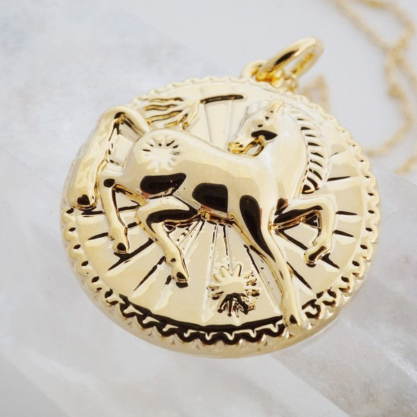 Chinese Zodiac Coin Necklace - Horse Coco’s Tee Boutique