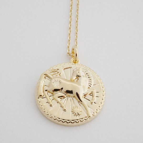 Chinese Zodiac Coin Necklace - Horse Coco’s Tee Boutique