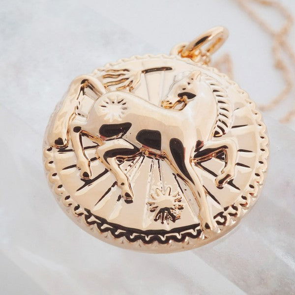 Chinese Zodiac Coin Necklace - Horse Coco’s Tee Boutique