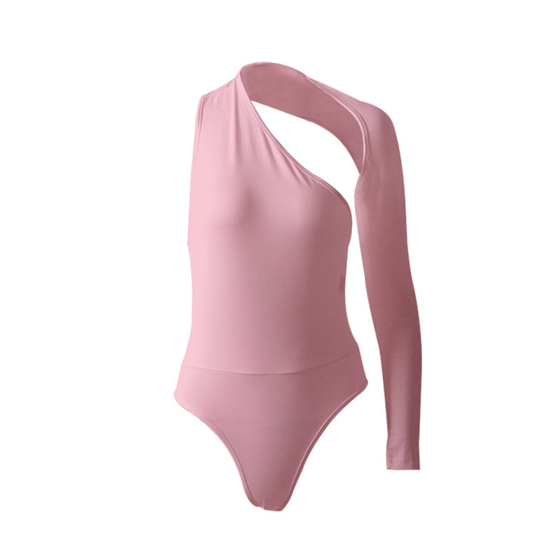 Autumn Winter Sexy One-Shoulder Tight Bodysuit Street Milk Silk Bottoming Top Women Bella Mia