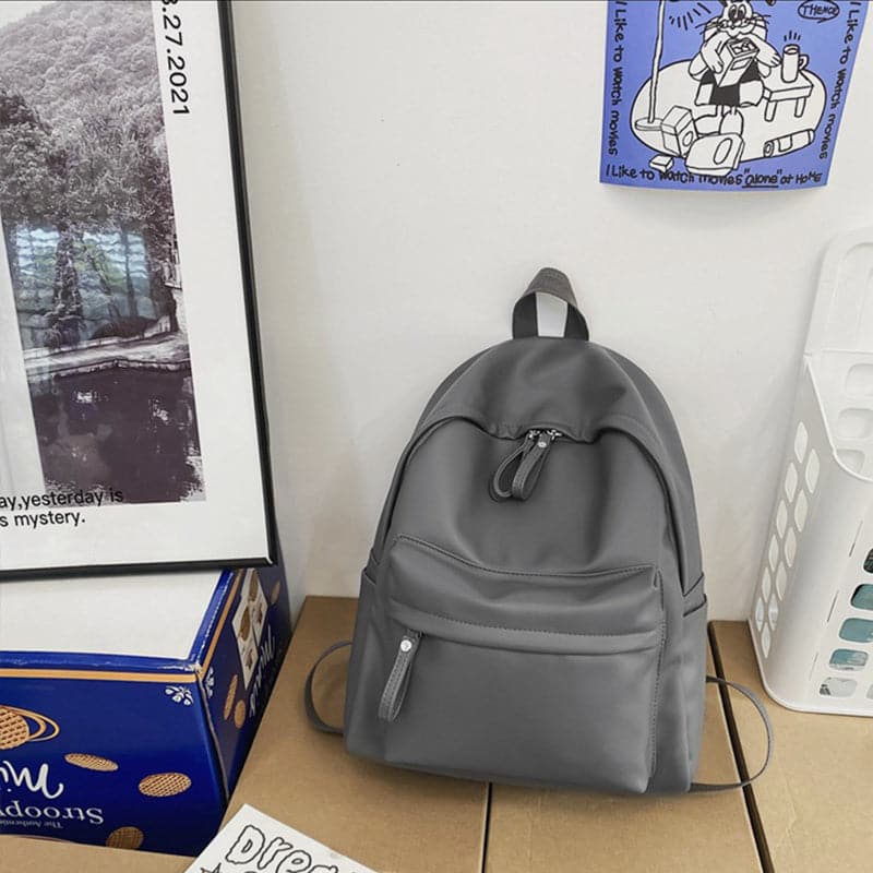 PU Leather Zip Backpack Bag.