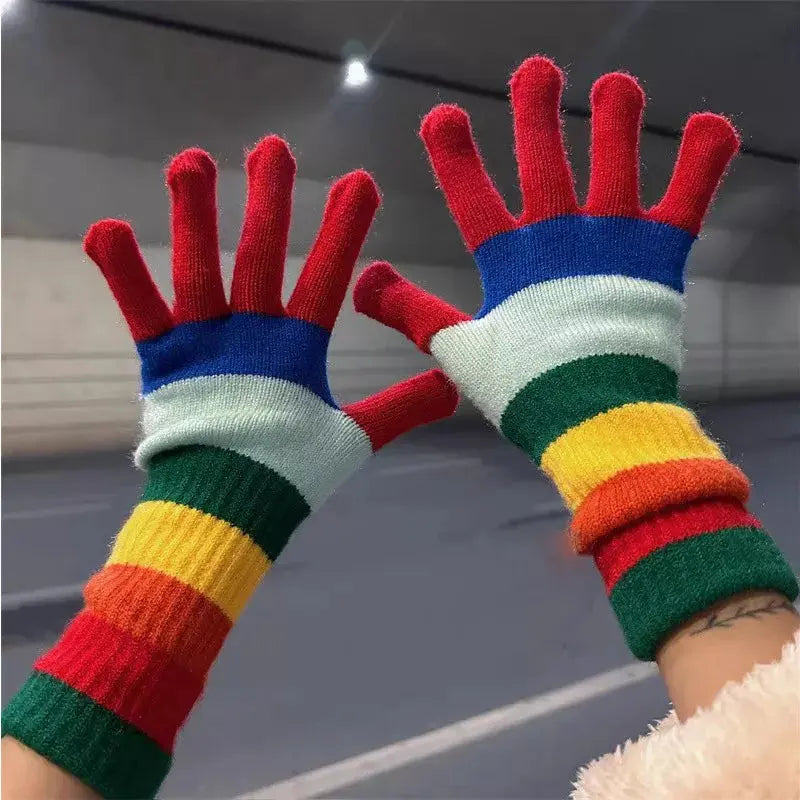 Colorful Striped Knitted Gloves Simply Love
