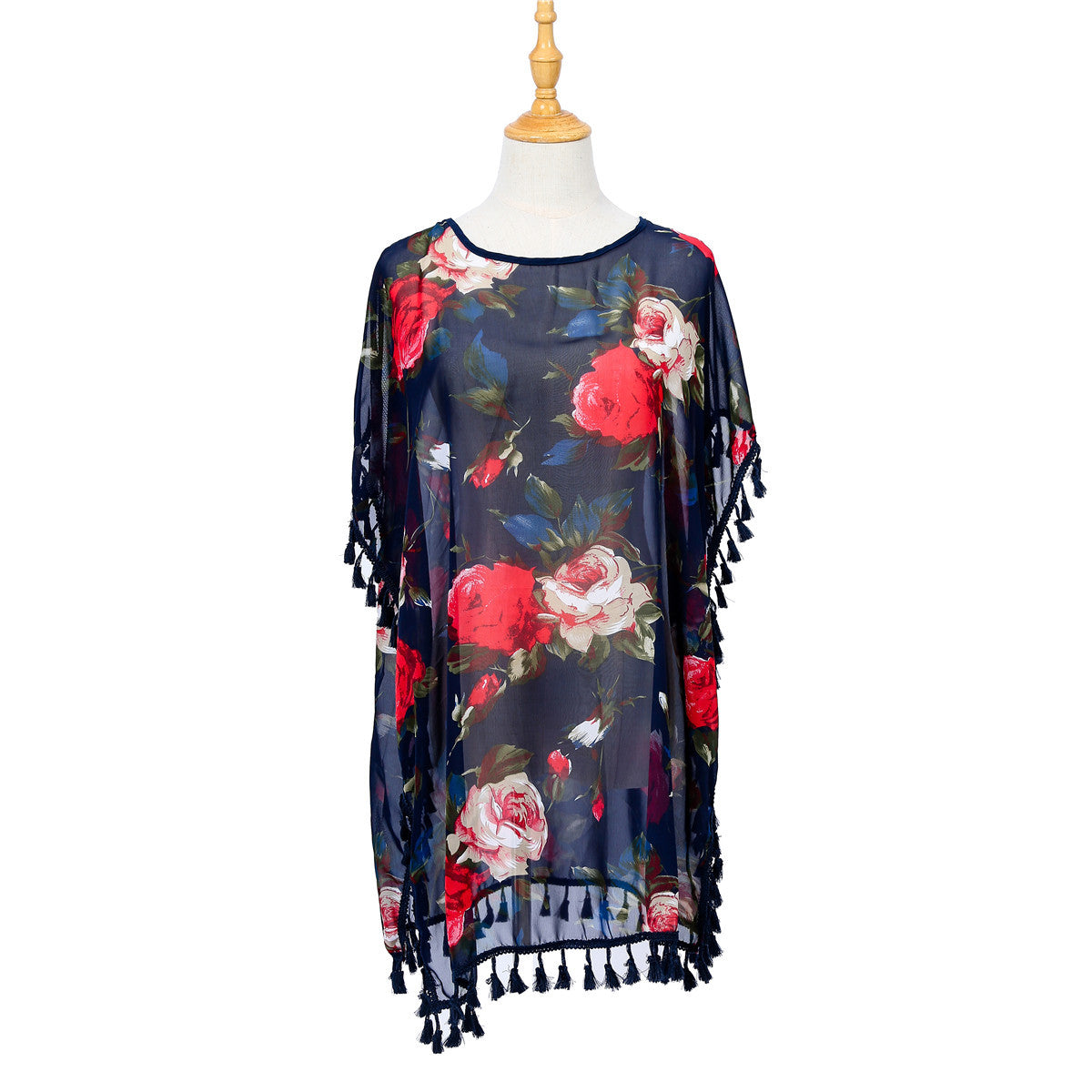 Women Fresh Floral Print Tassel All Match Blouse Bella Mia