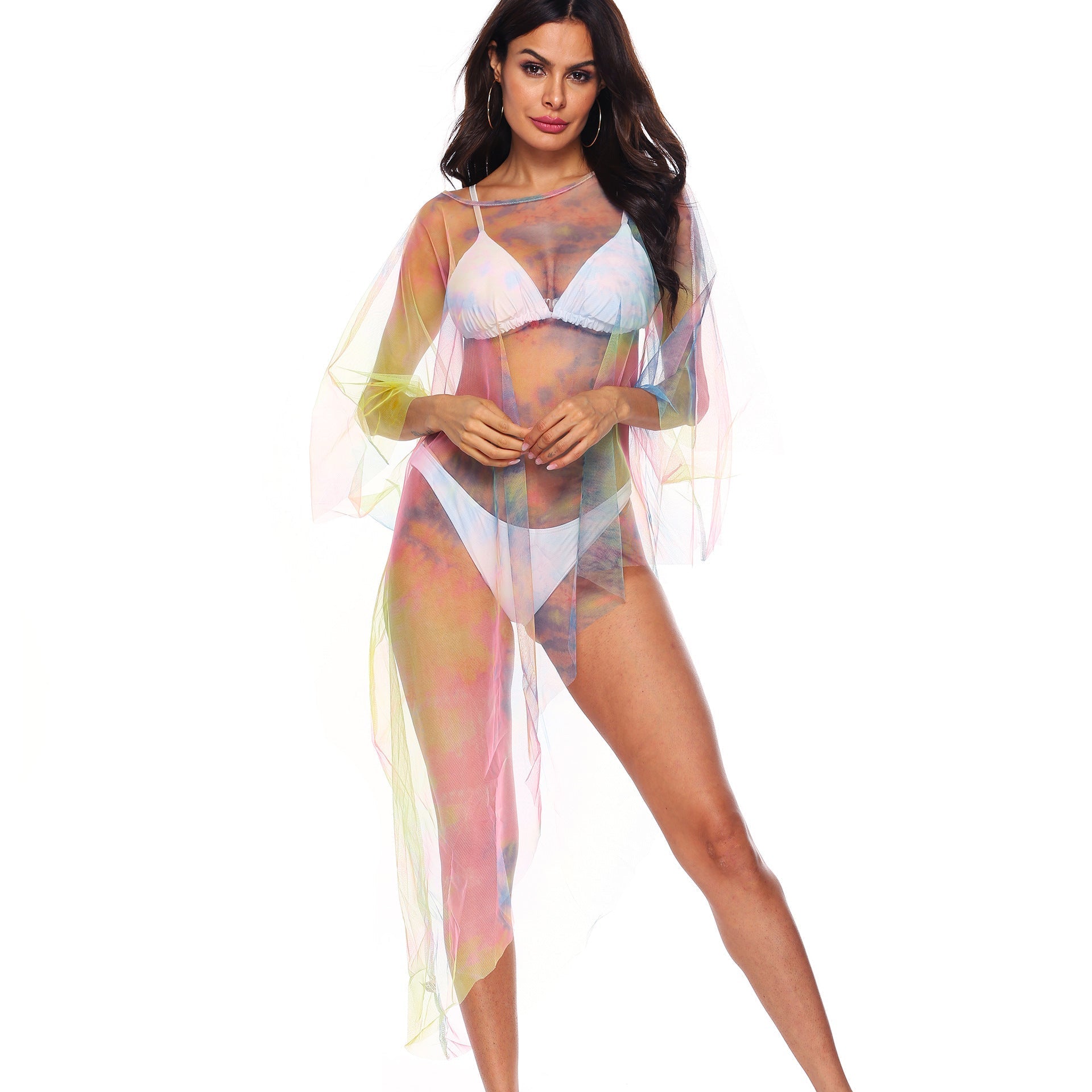 Irregular Asymmetric Sexy See Through Popular Color Mesh Beach Beach Cover Up Bella Mia