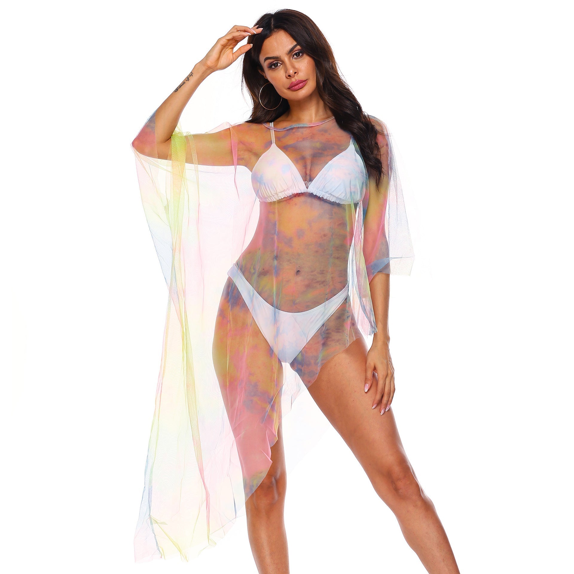 Irregular Asymmetric Sexy See Through Popular Color Mesh Beach Beach Cover Up Bella Mia