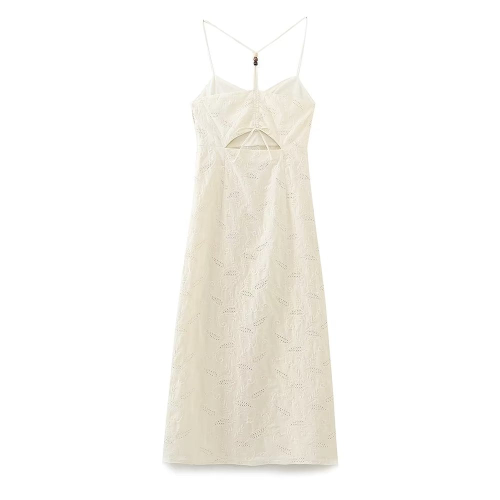 Women Clothing Summer Sexy Hollow Out Cutout Embroidered Midi Dress Bella Mia