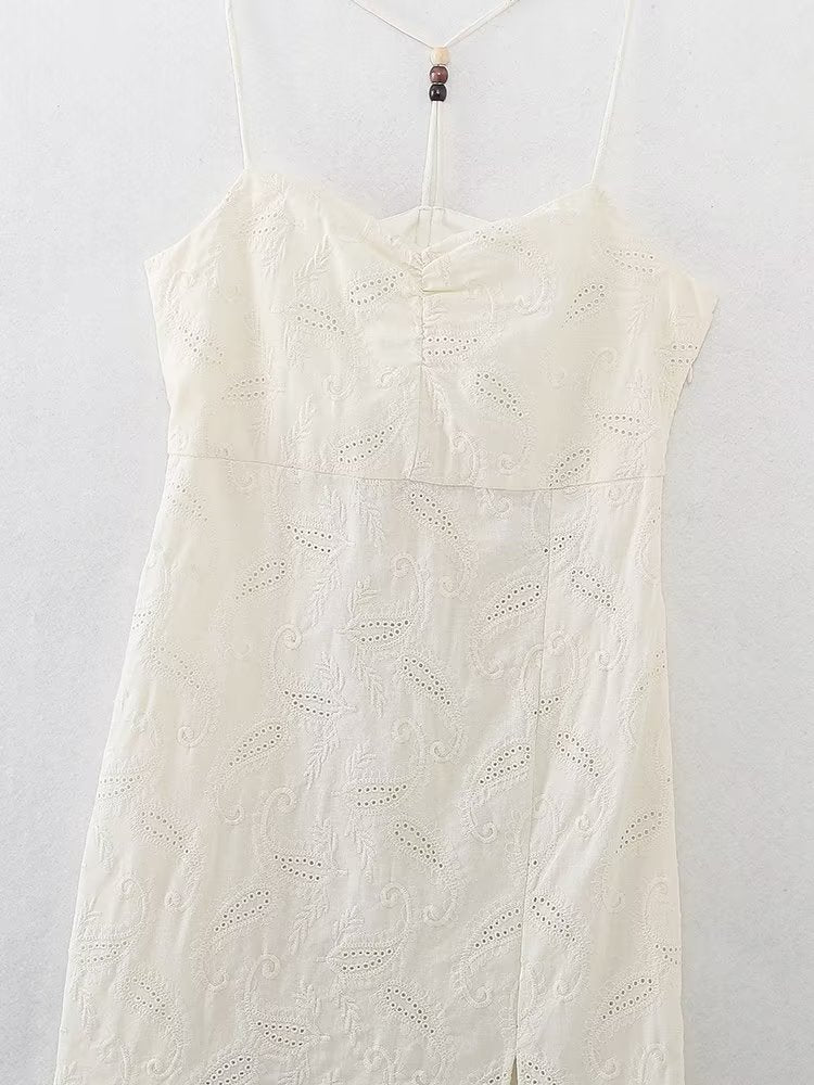 Women Clothing Summer Sexy Hollow Out Cutout Embroidered Midi Dress Bella Mia