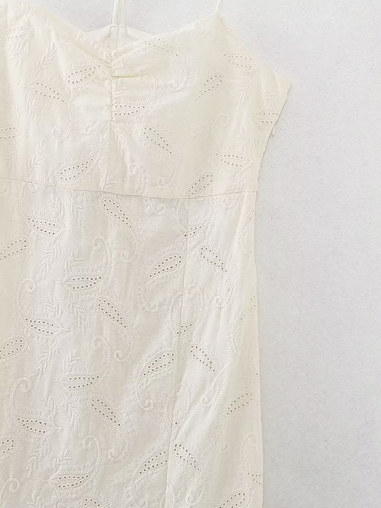 Women Clothing Summer Sexy Hollow Out Cutout Embroidered Midi Dress Bella Mia