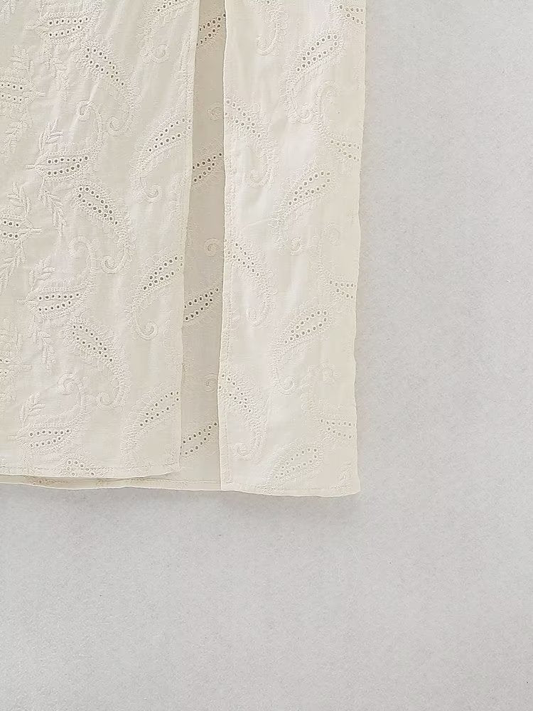 Women Clothing Summer Sexy Hollow Out Cutout Embroidered Midi Dress Bella Mia