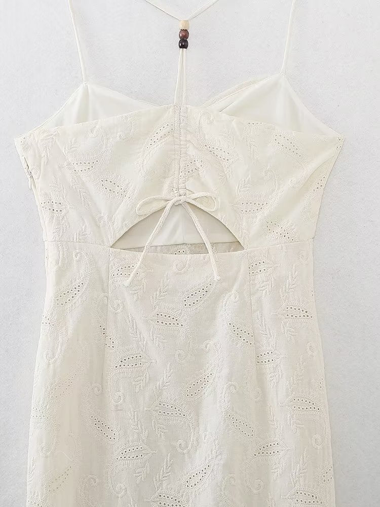 Women Clothing Summer Sexy Hollow Out Cutout Embroidered Midi Dress Bella Mia