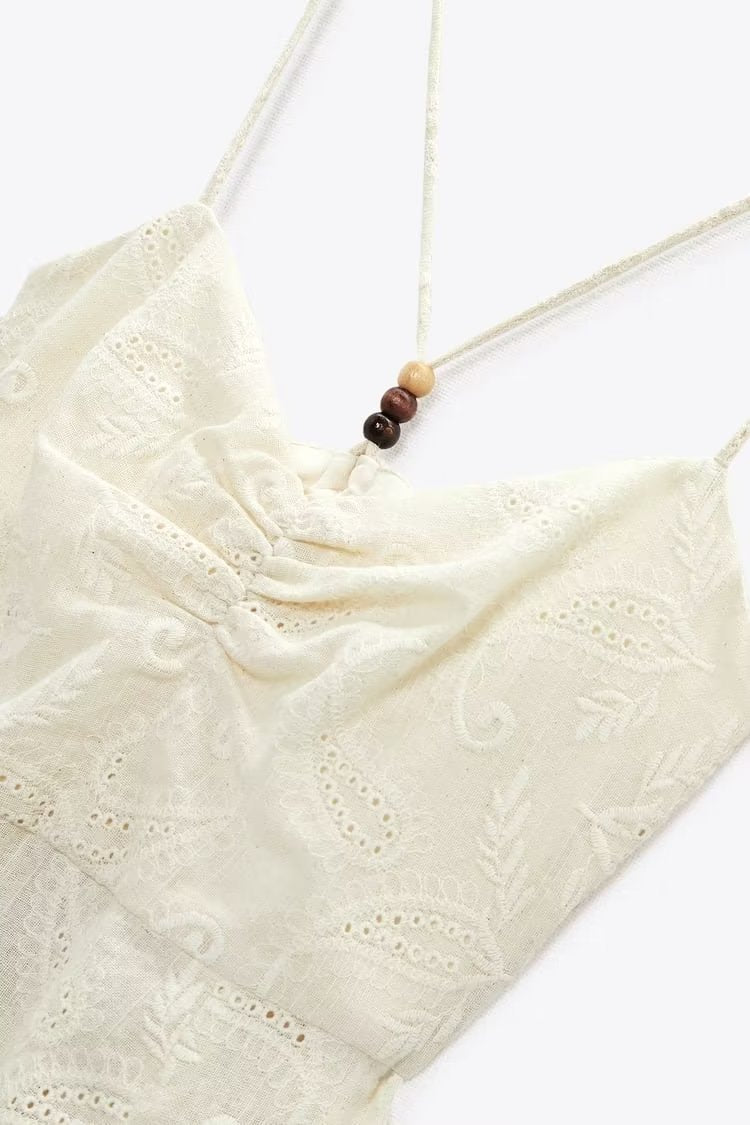 Women Clothing Summer Sexy Hollow Out Cutout Embroidered Midi Dress Bella Mia