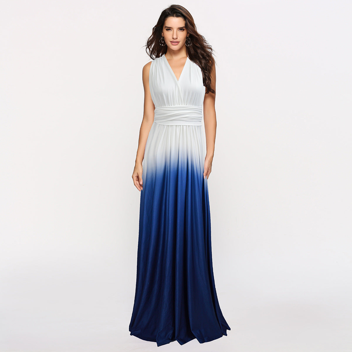 Wear More Wear Criss Cross Backless Sexy Lace-up Gradient Color Maxi Dress Bella Mia