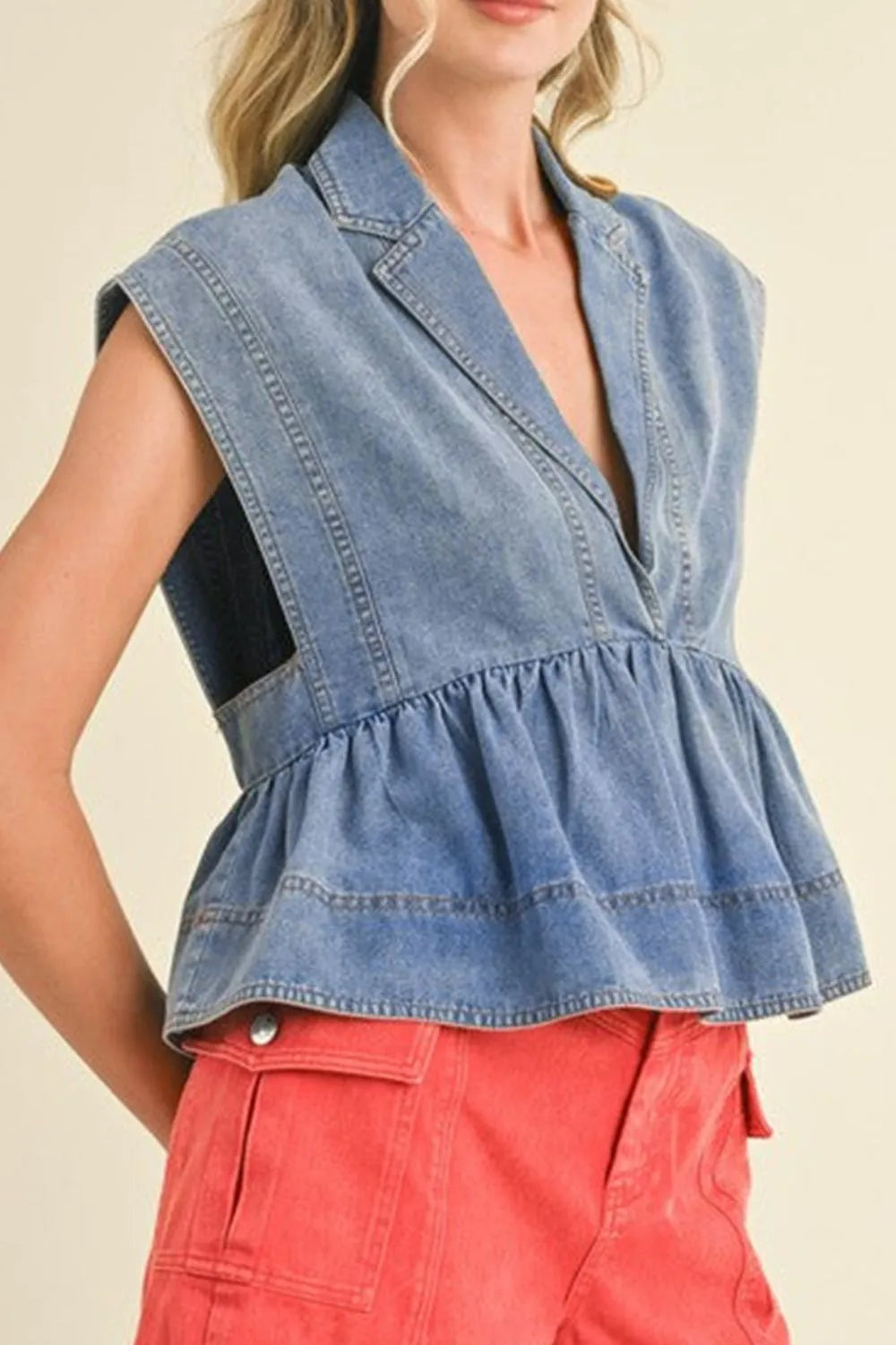 Simply Love: Denim Peplum Top
