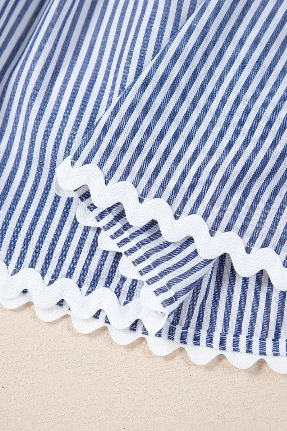 Stripe Sleeveless Notched Ric Rac Mini Dress Simply Love