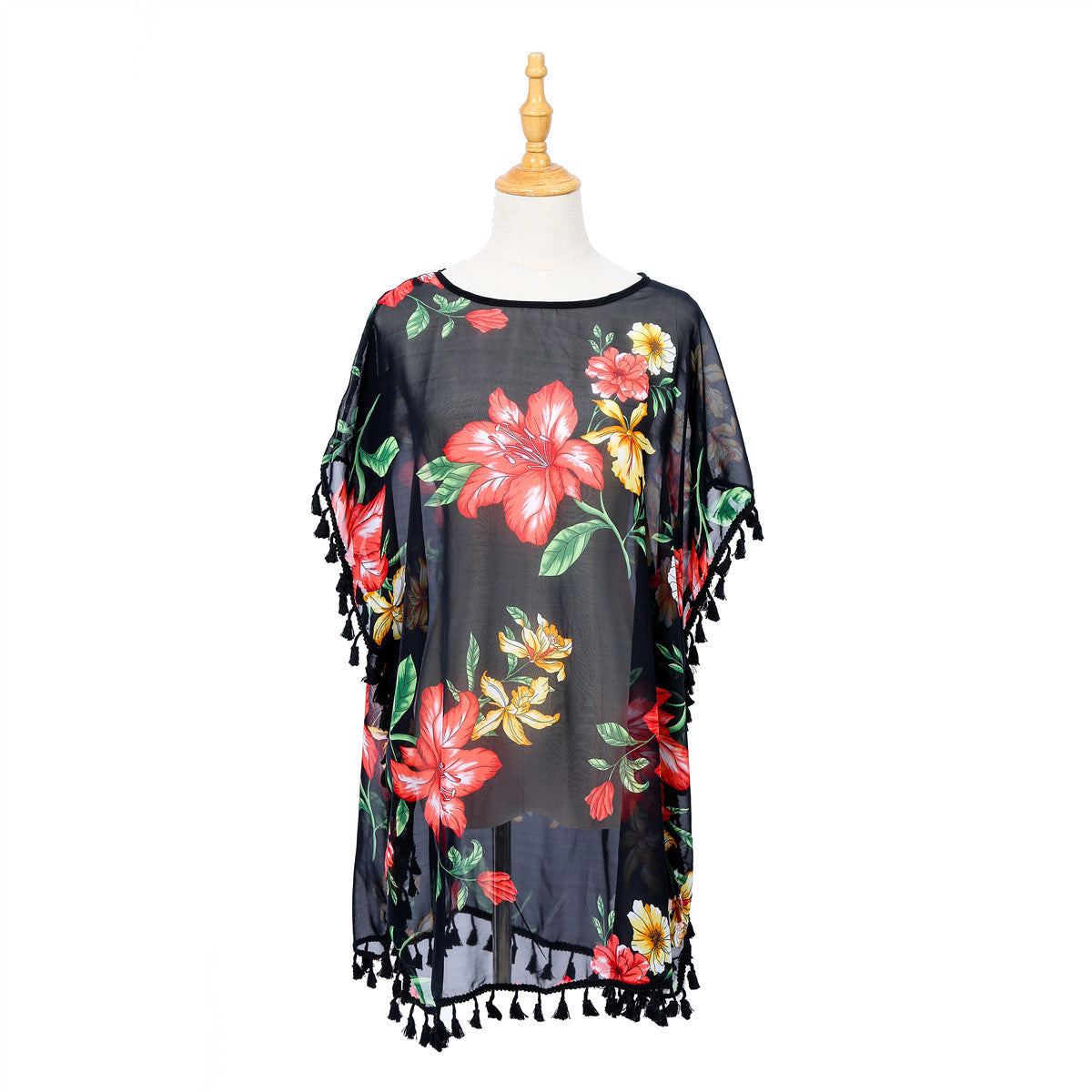 Women Fresh Floral Print Tassel All Match Blouse Bella Mia