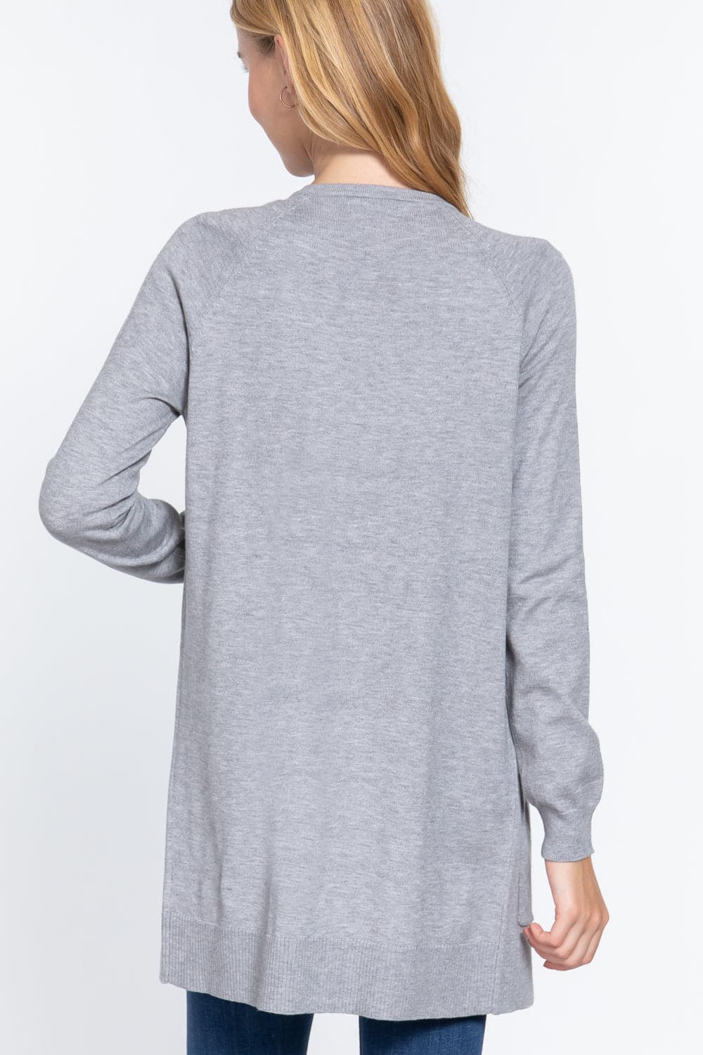 ACTIVE BASIC Open Front Long Sleeve Cardigan.