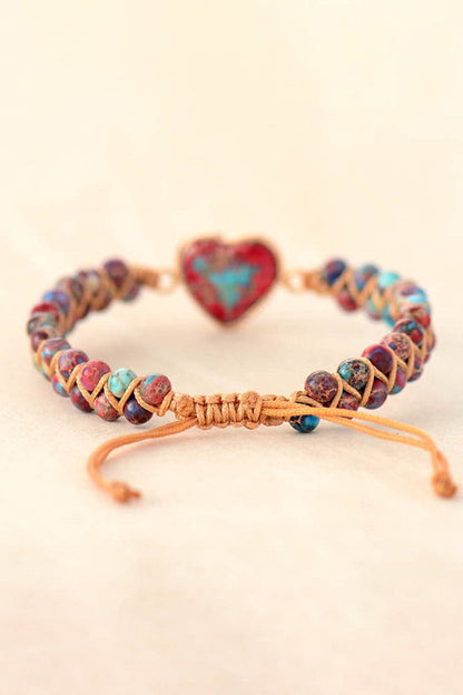 Handmade Heart Shape Natural Stone Bracelet.