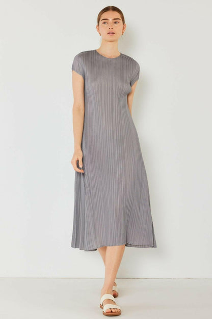 Marina West Swim Pleated Cap Sleeve A-Line Dress.