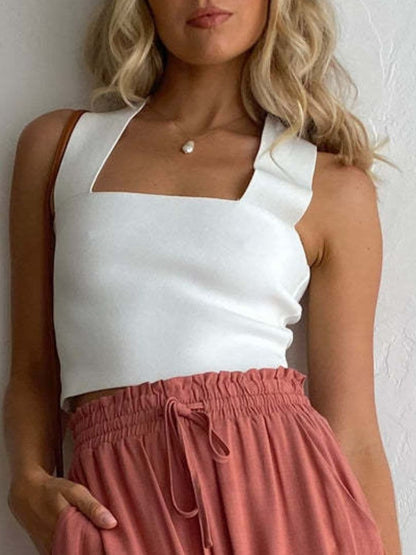 Square Neck Wide Strap Tank.