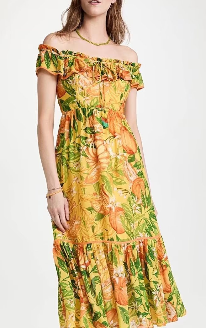 Women Clothing French High Waist Slimming Two Way Lace Chiffon Printed Dress Bella Mia