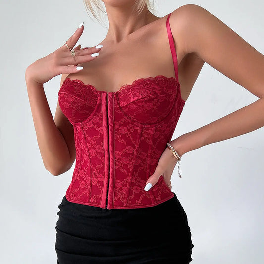 Sexy Solid Color Lace Boning Corset Camis With Backless Design Bella Mia