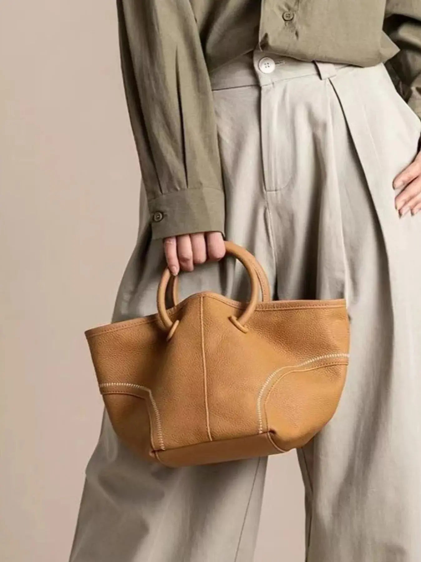 Leather Round Handle Tote Bag Simply Love