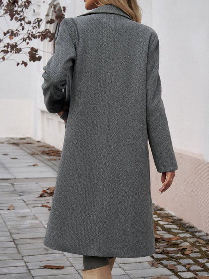 Lined long sleeve coat with pockets