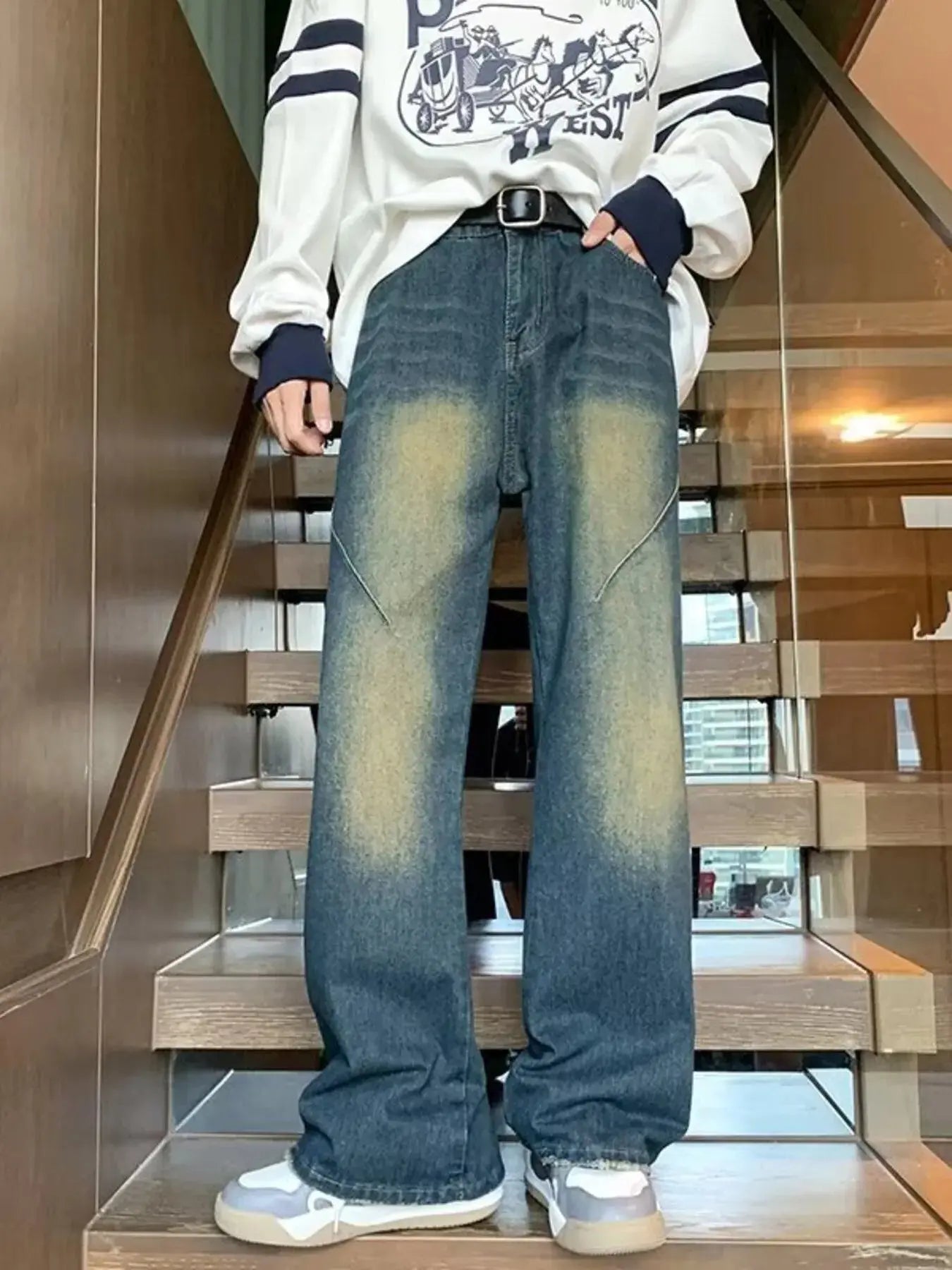 Men's Full Size Vintage Wash Wide Leg Jeans Plus Size Simply Love