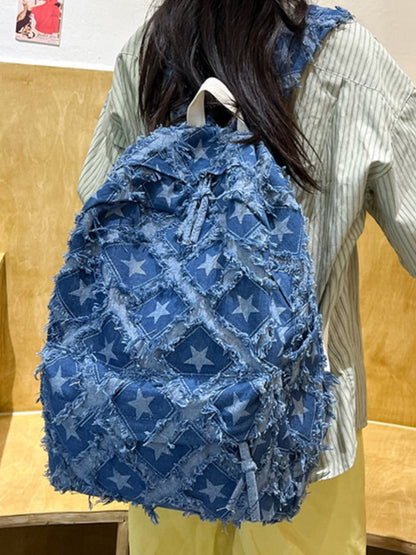 Starry sky denim backpack