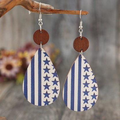 Printed PU Leather Dangle Earrings.